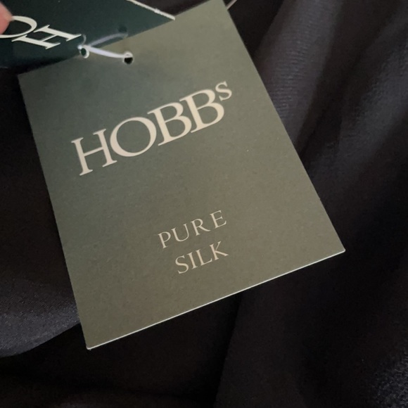 NWT Hobbs Black Silk Georgette cap sleeve dress 8 - Picture 10 of 14